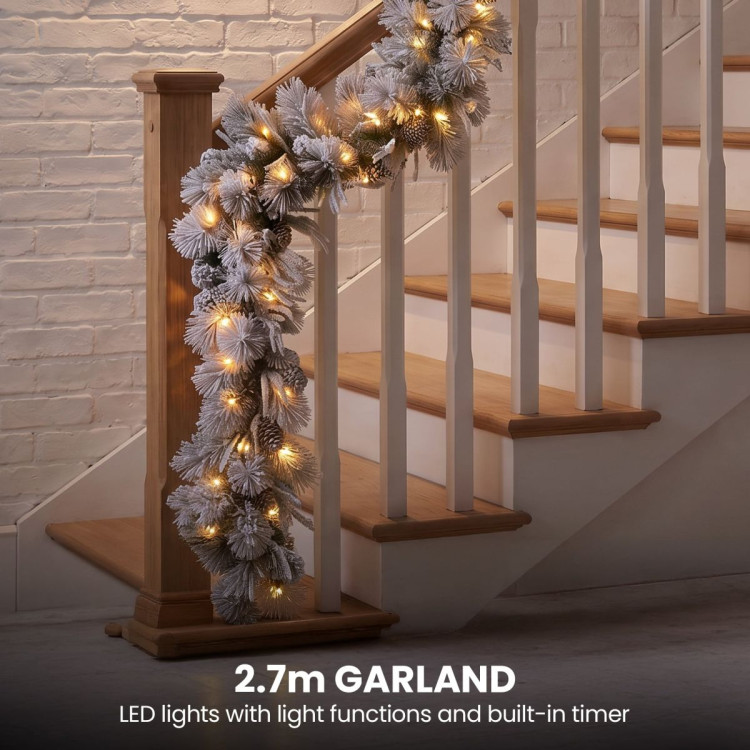 Christabelle 1.2m Pre-Lit LED Tree 61cm Alpine Snow Wreath Prelit 2.74m Alpine Snow Christmas Garland image 15