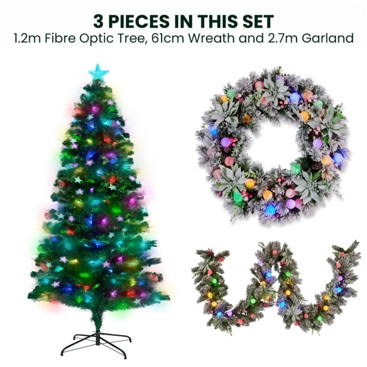 Christabelle 1.2m Pre-Lit Tree Stunning 61cm Snowy Wreath 2.7m Snowy Christmas Garland with LED image 16