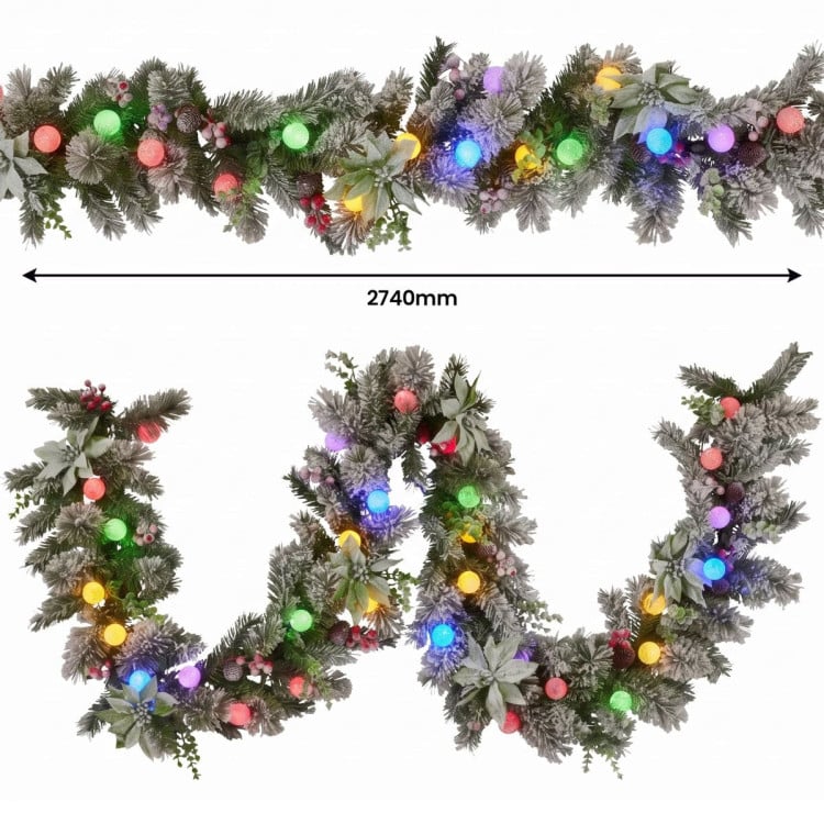 Christabelle 1.2m Pre-Lit Tree Stunning 61cm Snowy Wreath 2.7m Snowy Christmas Garland with LED image 19
