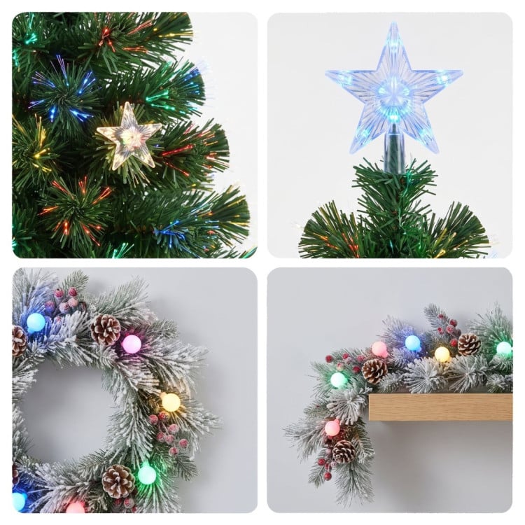 Christabelle 1.2m Pre-Lit Tree Stunning 61cm Snowy Wreath 2.7m Snowy Christmas Garland with LED image 8