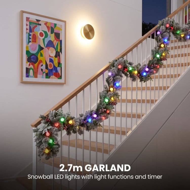 Christabelle 1.2m Pre-Lit Tree Stunning 61cm Snowy Wreath 2.7m Snowy Christmas Garland with LED image 15