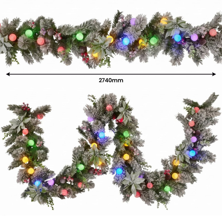Christabelle 1.5m Pre-Lit Fibre Optic Tree Stunning 61cm Snowy Wreath 2.7m Snowy Garland with LED image 19