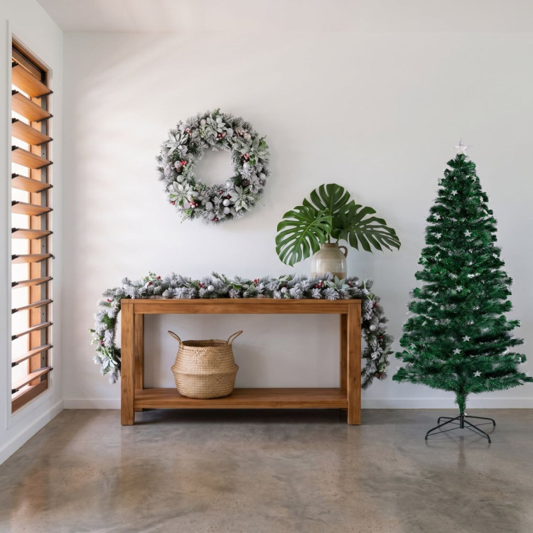 Christabelle 1.5m Pre-Lit Fibre Optic Tree Stunning 61cm Snowy Wreath 2.7m Snowy Garland with LED image 10