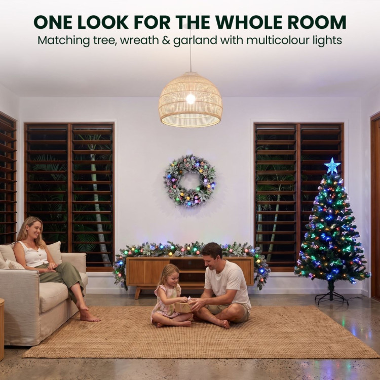 Christabelle 1.5m Pre-Lit Fibre Optic Tree Stunning 61cm Snowy Wreath 2.7m Snowy Garland with LED image 11