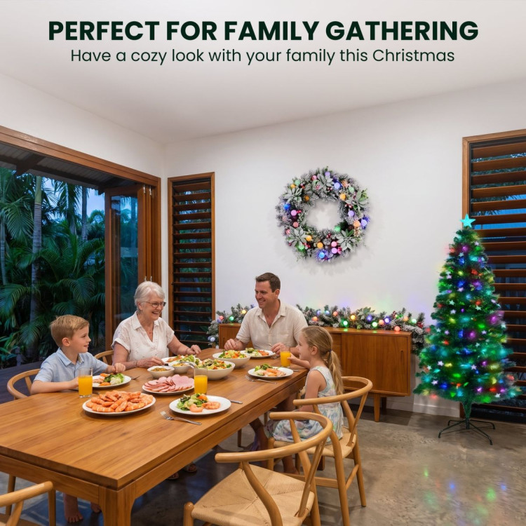Christabelle 1.5m Pre-Lit Fibre Optic Tree Stunning 61cm Snowy Wreath 2.7m Snowy Garland with LED image 12