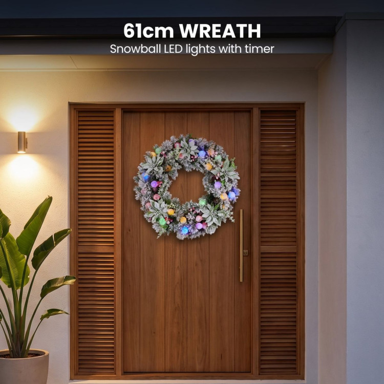 Christabelle 1.5m Pre-Lit Fibre Optic Tree Stunning 61cm Snowy Wreath 2.7m Snowy Garland with LED image 14