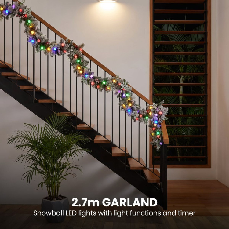 Christabelle 1.5m Pre-Lit Fibre Optic Tree Stunning 61cm Snowy Wreath 2.7m Snowy Garland with LED image 15