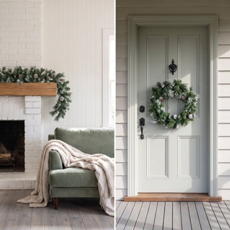 Christabelle Pre-Lit Bayville Pine Christmas Wreath 61cm or Garland 2.7m with 50 LED Lights, Pine Cones & Timer image 8