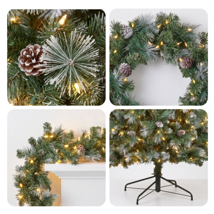 Christabelle 2.3m Christmas Tree 2.7m Garland and Wreath with Warm White Xmas LEDs image 8