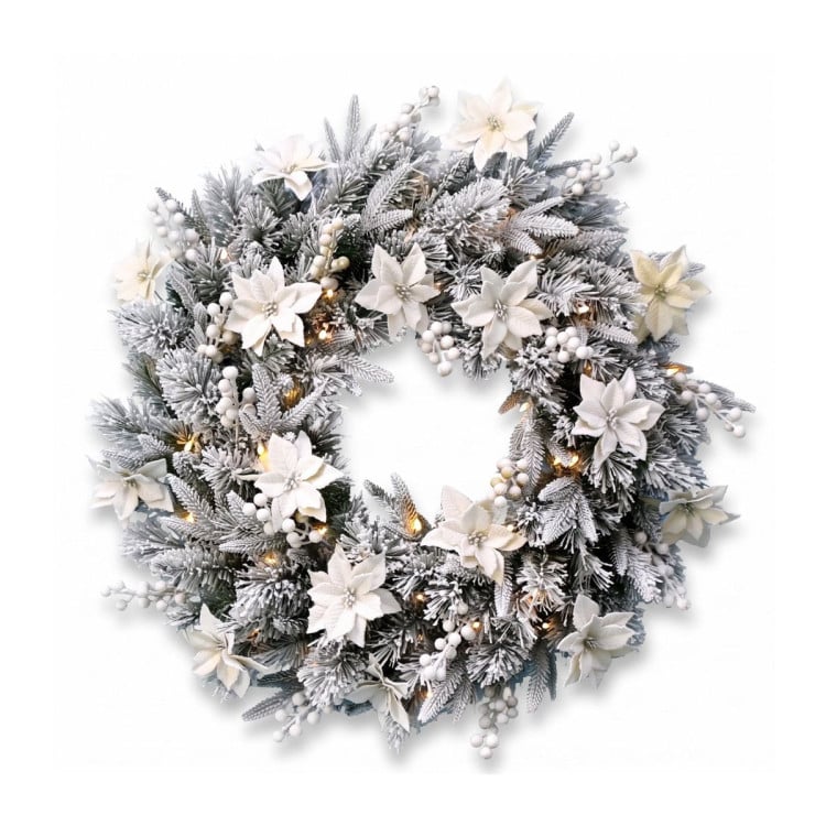 Christabelle Pre-Lit Frosted Colonial Christmas 2pc Set 61cm Wreath and Garland with LED Lights Holiday Decor image 4