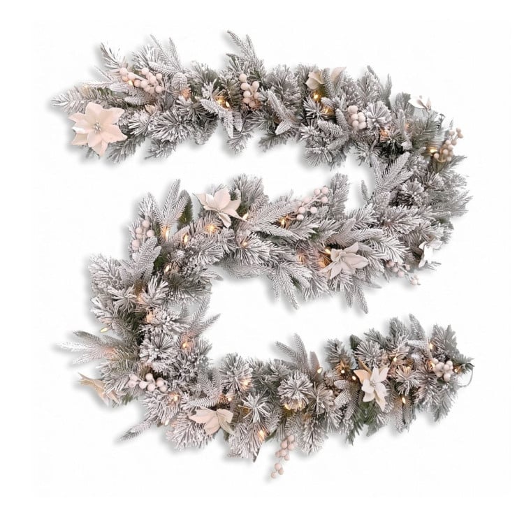 Christabelle Pre-Lit Frosted Colonial Christmas 2pc Set 61cm Wreath and Garland with LED Lights Holiday Decor image 5