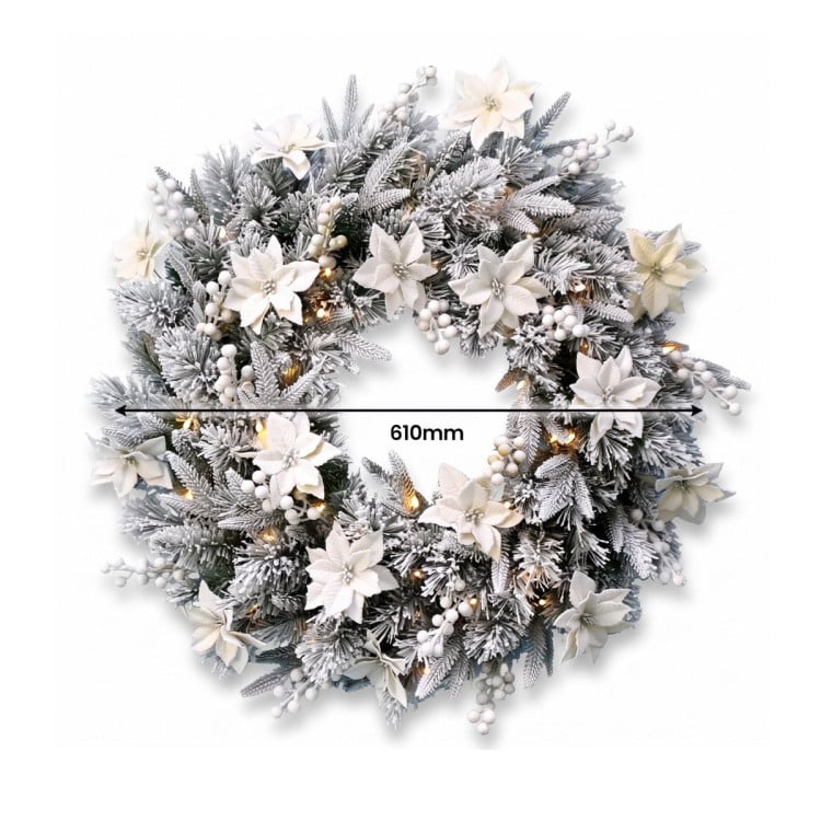 Christabelle Pre-Lit Frosted Colonial Christmas 2pc Set 61cm Wreath and Garland with LED Lights Holiday Decor image 8