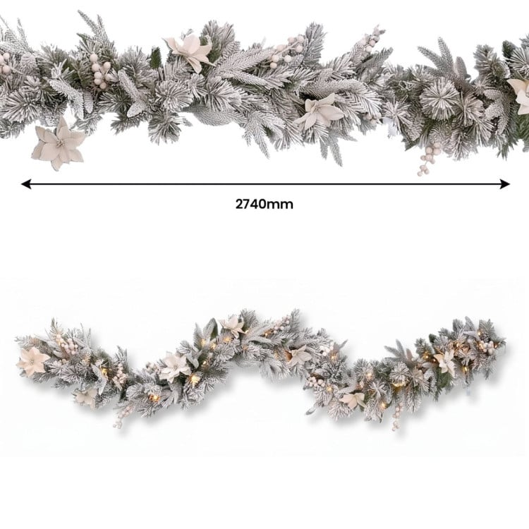 Christabelle Frosted Colonial Christmas 3pc Set 61cm Tree 61cm Wreath 2.7m Garland with LED Lights Holiday Pre-lit Decor image 18