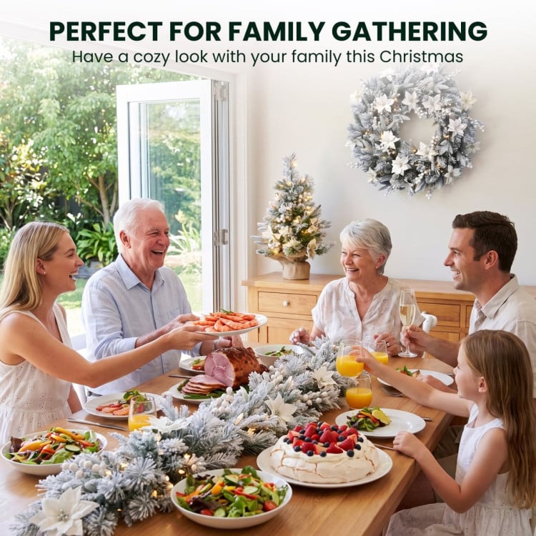 Christabelle Frosted Colonial Christmas 3pc Set 61cm Tree 61cm Wreath 2.7m Garland with LED Lights Holiday Pre-lit Decor image 10