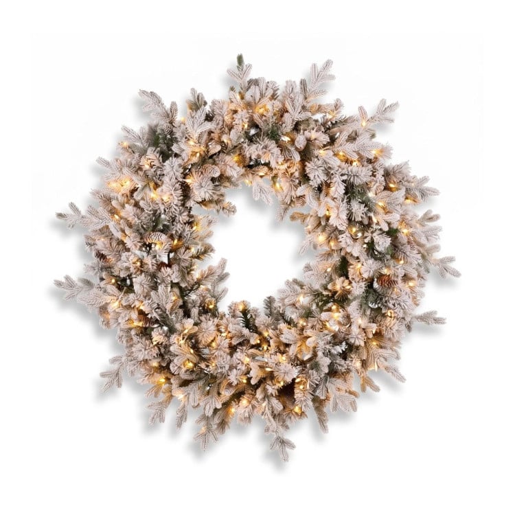 Christabelle Snowy Dorchester Pre-Lit Christmas Tree 2.3m Wreath 1.2m Garland 2.7m Flocked LED Xmas Decor image 6