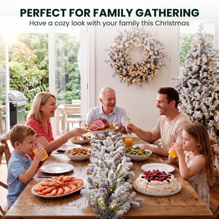 Christabelle Snowy Dorchester Pre-Lit Christmas Tree 2.3m Wreath 1.2m Garland 2.7m Flocked LED Xmas Decor image 14