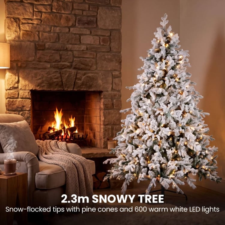 Christabelle Snowy Dorchester Pre-Lit Christmas Tree 2.3m Wreath 1.2m Garland 2.7m Flocked LED Xmas Decor image 15