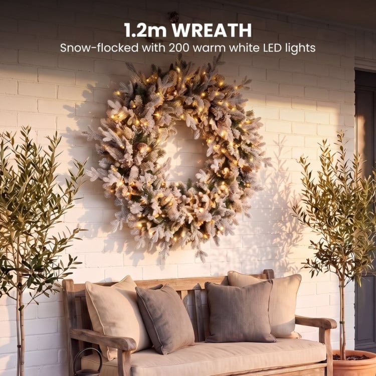 Christabelle Snowy Dorchester Pre-Lit Christmas Tree 2.3m Wreath 1.2m Garland 2.7m Flocked LED Xmas Decor image 16