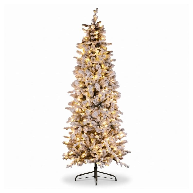 Christabelle Snowy Dorchester Pencil 7.5ft Pre-lit Tree 61cm Wreath 2.7m Garland with LED Lights Holiday Home Decoration image 4