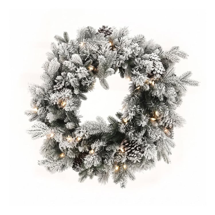 Christabelle Snowy Dorchester Pencil 7.5ft Pre-lit Tree 61cm Wreath 2.7m Garland with LED Lights Holiday Home Decoration image 5