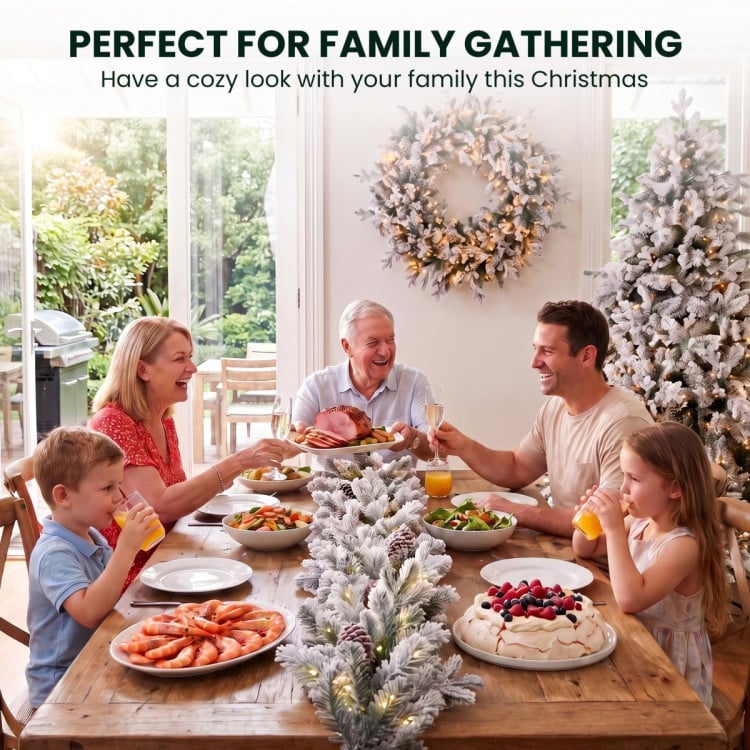 Christabelle Snowy Dorchester Pre-Lit Christmas Tree 9ft 2.7m, Flocked LED Wreath 1.2m or Garland with Pine Cones image 16