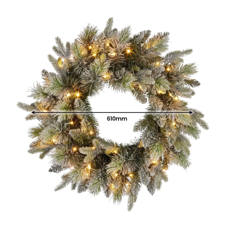 Christabelle Snowy Stamford Christmas 2pc Set 61cm Christmas Wreath and Garland with LED Lights Holiday Decor image 11