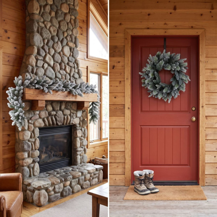 Christabelle Snowy Stamford Christmas 2pc Set 61cm Christmas Wreath and Garland with LED Lights Holiday Decor image 8