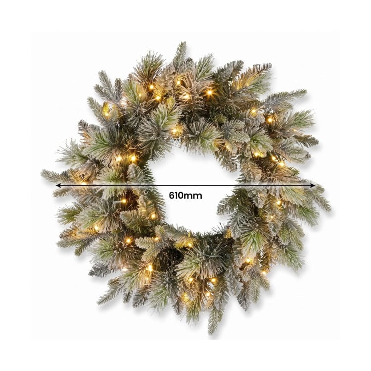 Christabelle Snowy Stamford Spruce 2.3m 7.5ft Tree 61cm Wreath Snowy Stamford 2.7m Christmas Garland Snowy with LED image 18