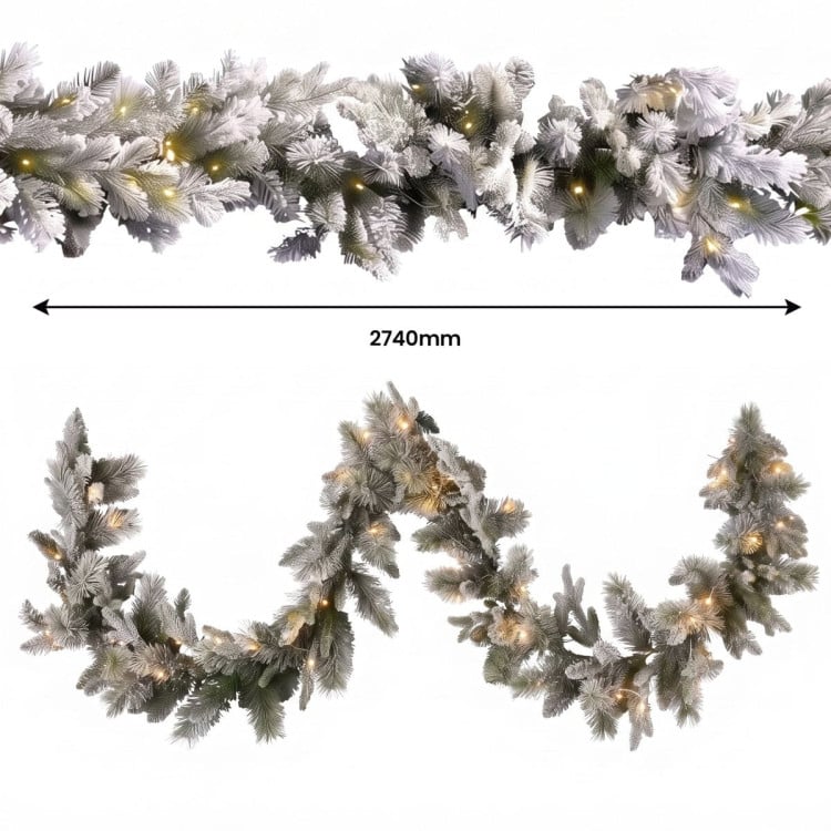 Christabelle Snowy Stamford Spruce 2.3m 7.5ft Tree 61cm Wreath Snowy Stamford 2.7m Christmas Garland Snowy with LED image 19