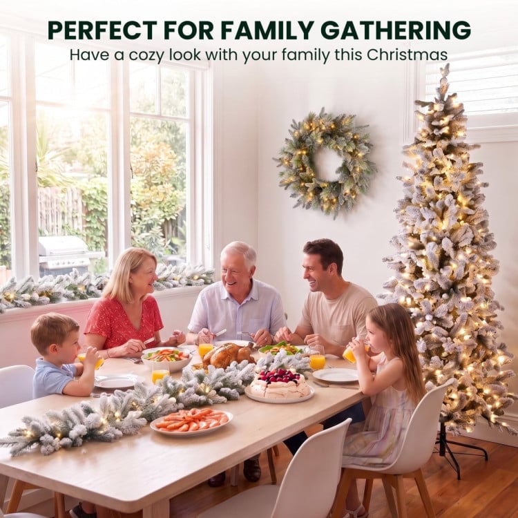 Christabelle Snowy Stamford Spruce 2.3m 7.5ft Tree 61cm Wreath Snowy Stamford 2.7m Christmas Garland Snowy with LED image 12
