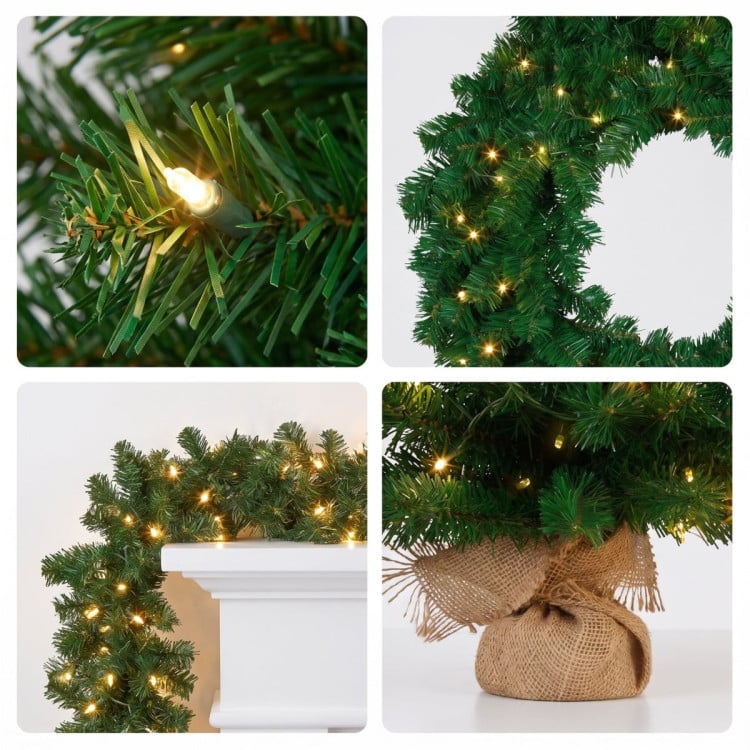 Christabelle Chadwick Green Christmas 3pc Set 61cm Tabletop Tree 61cm Wreath 2.7m Garland with LED Light image 6