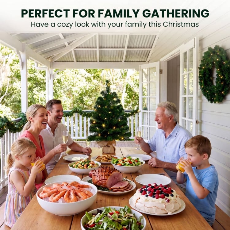 Christabelle Chadwick Green Christmas 3pc Set 61cm Tabletop Tree 61cm Wreath 2.7m Garland with LED Light image 8