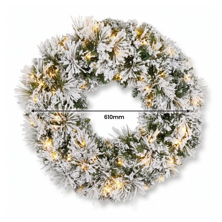 Christabelle Majestic Snow Christmas 2pc Set 61cm Christmas Wreath and Garland with LED Lights Holiday Decor image 11