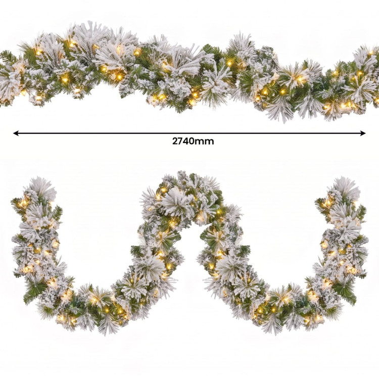 Christabelle Majestic Snow Christmas 2pc Set 61cm Christmas Wreath and Garland with LED Lights Holiday Decor image 12