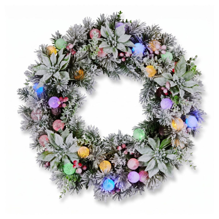 Christabelle Snowy Crown Pine Christmas 2pc Set 6cm Christmas Wreath and Garland with LED Lights Holiday Decor image 5