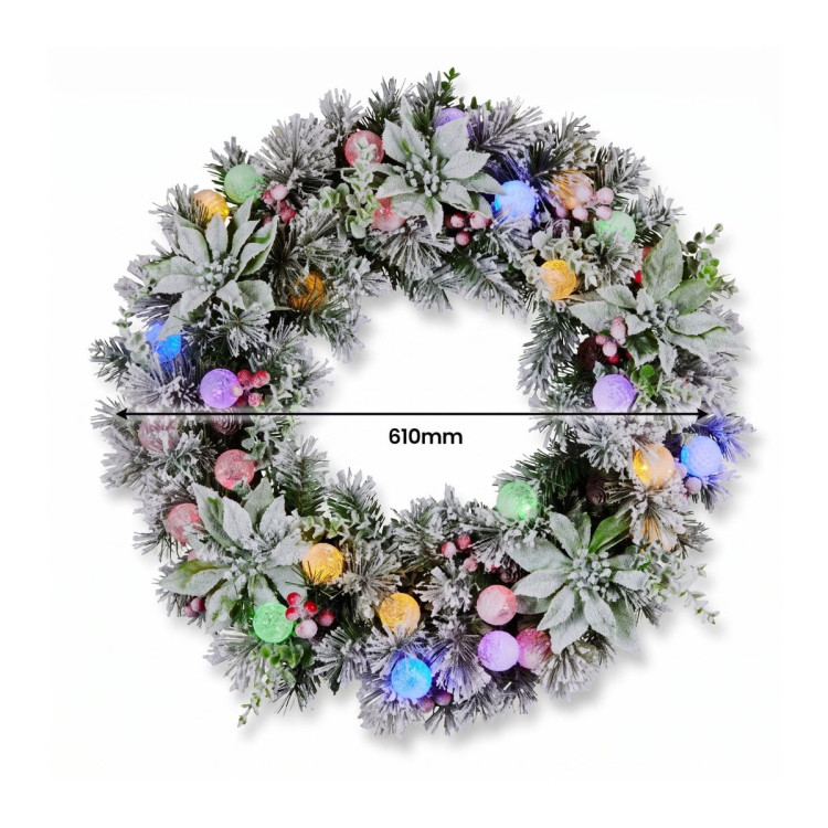 Christabelle Snowy Crown Pine Christmas 2pc Set 6cm Christmas Wreath and Garland with LED Lights Holiday Decor image 11