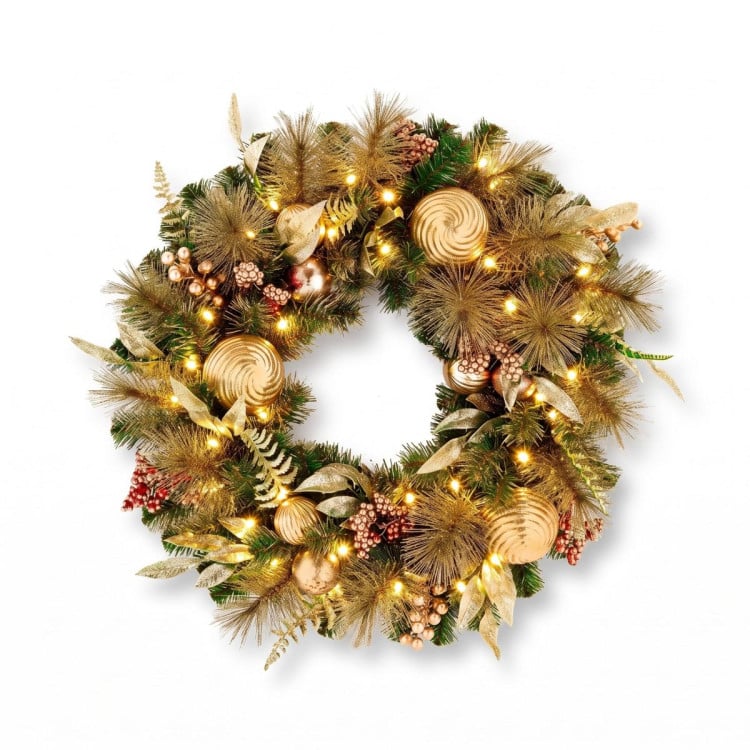 Christabelle Deluxe Mountain Pine Christmas 3pc Set 1.2m Potted Tree Wreath and Garland with LED Lights Holiday Decor image 15