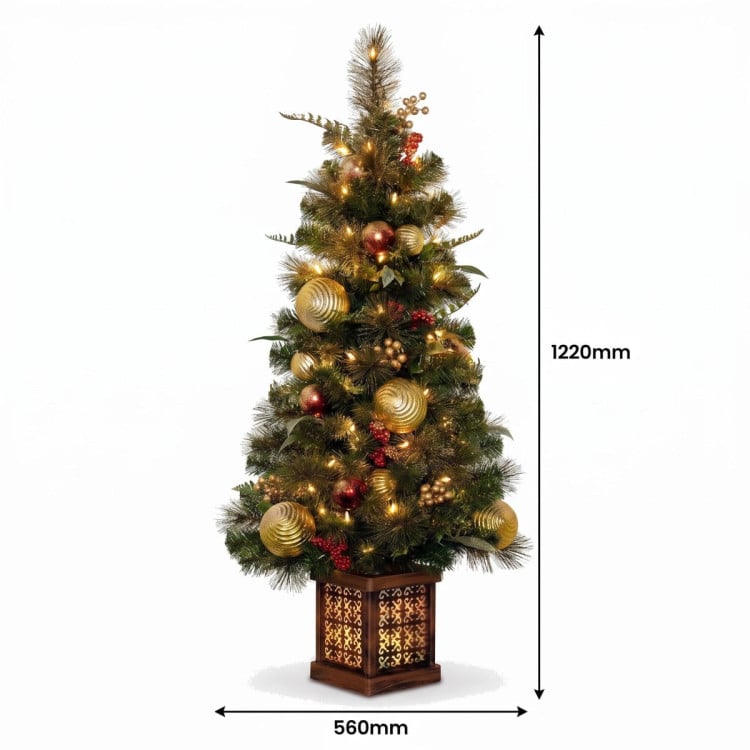 Christabelle Deluxe Mountain Pine Christmas 3pc Set 1.2m Potted Tree Wreath and Garland with LED Lights Holiday Decor image 17