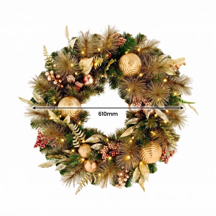 Christabelle Deluxe Mountain Pine Christmas 3pc Set 1.2m Potted Tree Wreath and Garland with LED Lights Holiday Decor image 18