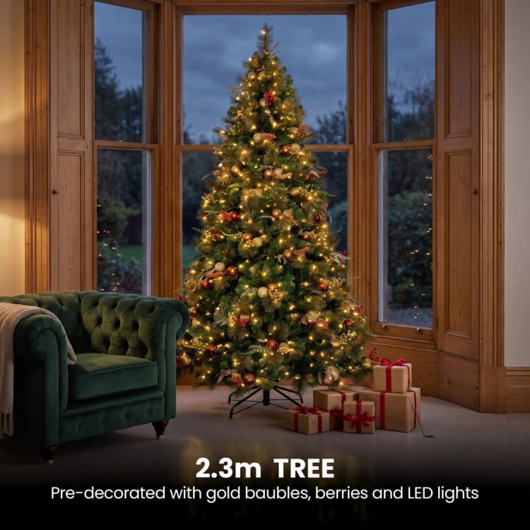 Christabelle Deluxe Mountain Pine 3pc Set 7.5ft Pre-lit Tree 61cm Wreath 2.74m Garland LED Lights Holiday Home Decor image 10