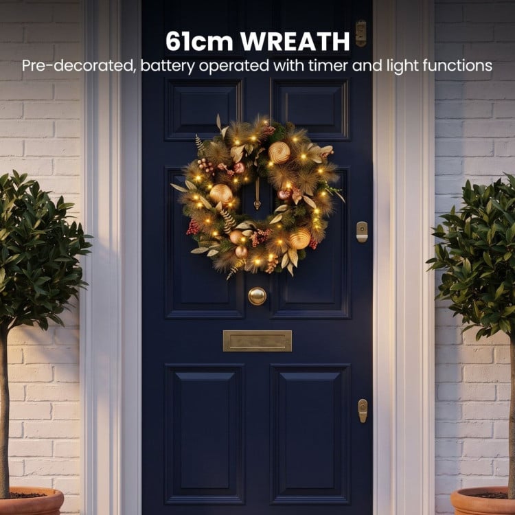 Christabelle Deluxe Mountain Pine 3pc Set 7.5ft Pre-lit Tree 61cm Wreath 2.74m Garland LED Lights Holiday Home Decor image 11