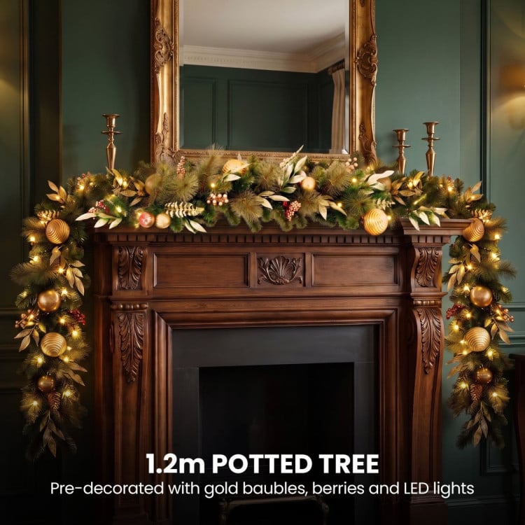 Christabelle Deluxe Mountain Pine 3pc Set 7.5ft Pre-lit Tree 61cm Wreath 2.74m Garland LED Lights Holiday Home Decor image 12