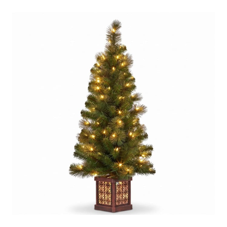 Christabelle Gold Pine Shimmer Christmas 3pc Set 1.2m Potted Christmas Tree Wreath and Garland with LED Lights Holiday Decor image 14