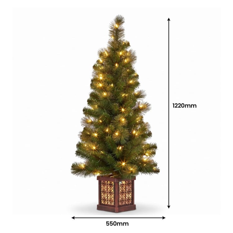 Christabelle Gold Pine Shimmer Christmas 3pc Set 1.2m Potted Christmas Tree Wreath and Garland with LED Lights Holiday Decor image 17