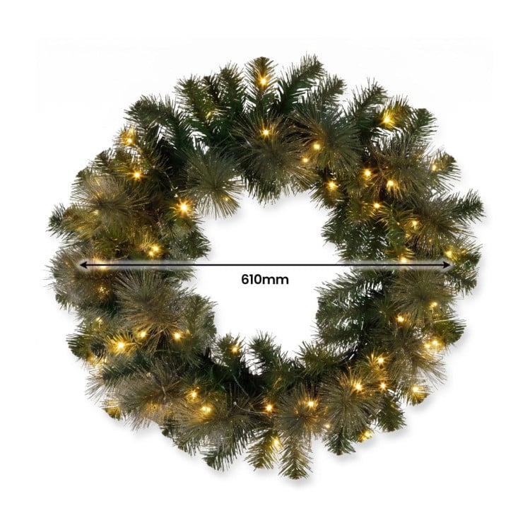 Christabelle Gold Pine Shimmer Christmas 3pc Set 1.2m Potted Christmas Tree Wreath and Garland with LED Lights Holiday Decor image 18
