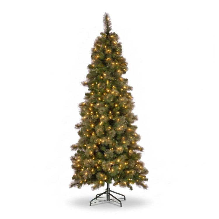 Christabelle Gold Pine Shimmer Slim Christmas 3pc Set 2.3m Christmas Tree Wreath and Garland with LED Lights Holiday Decor image 5