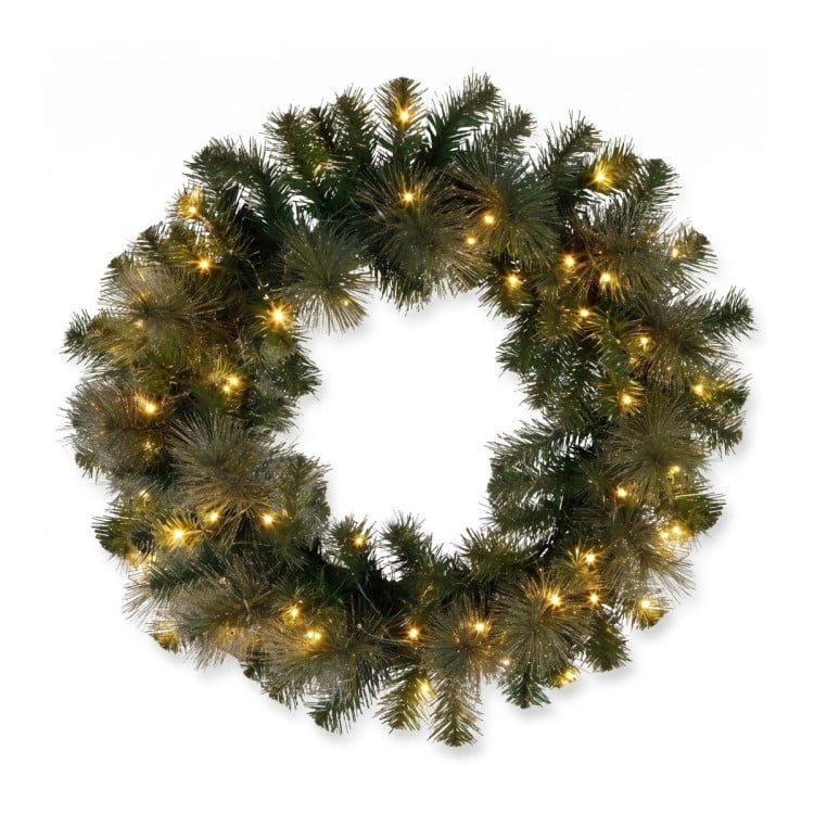 Christabelle Gold Pine Shimmer Slim Christmas 3pc Set 2.3m Christmas Tree Wreath and Garland with LED Lights Holiday Decor image 6