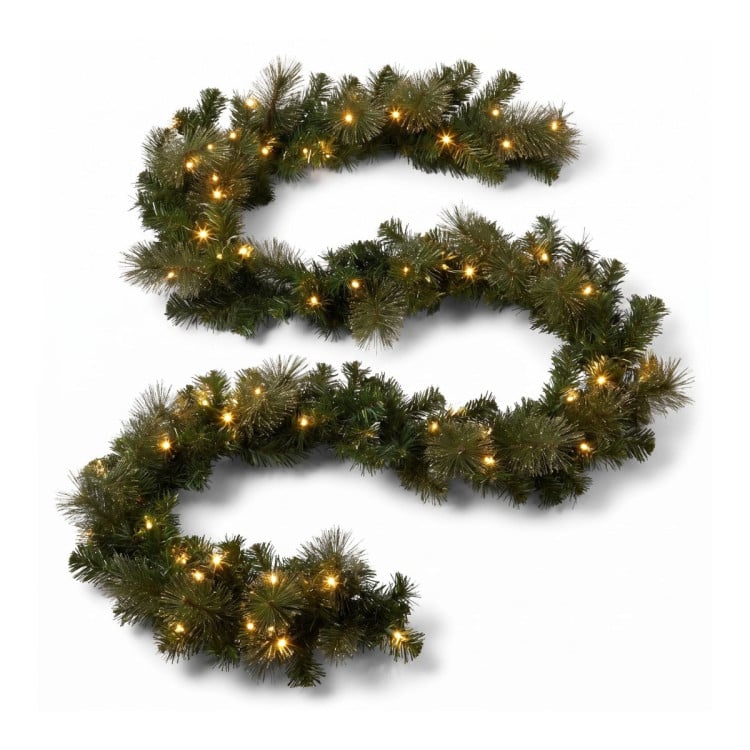 Christabelle Gold Pine Shimmer Slim Christmas 3pc Set 2.3m Christmas Tree Wreath and Garland with LED Lights Holiday Decor image 7