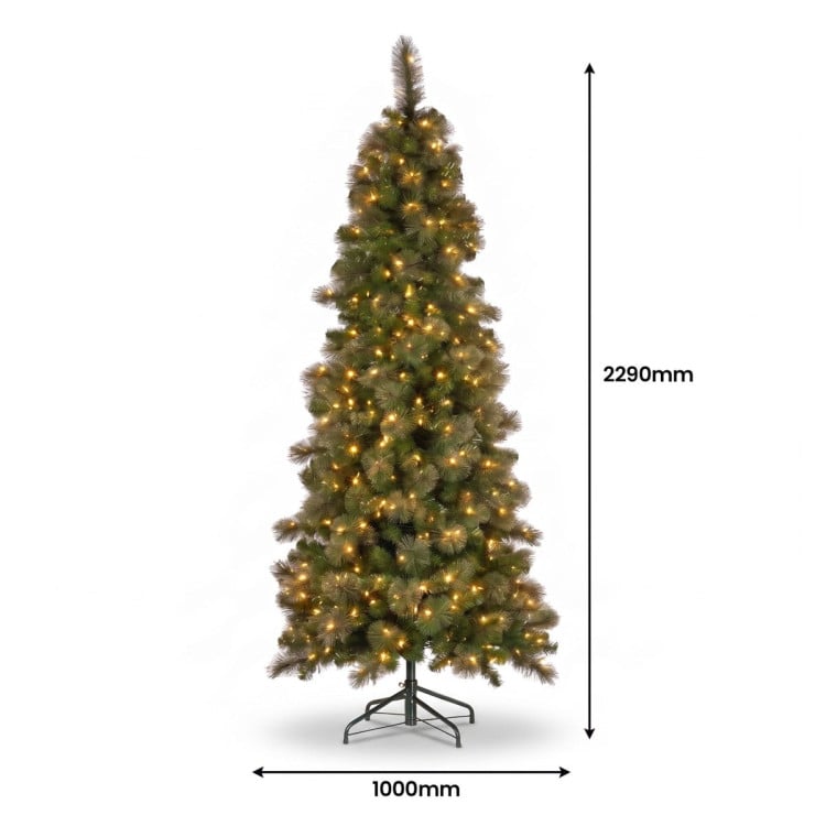 Christabelle Gold Pine Shimmer Slim Christmas 3pc Set 2.3m Christmas Tree Wreath and Garland with LED Lights Holiday Decor image 18