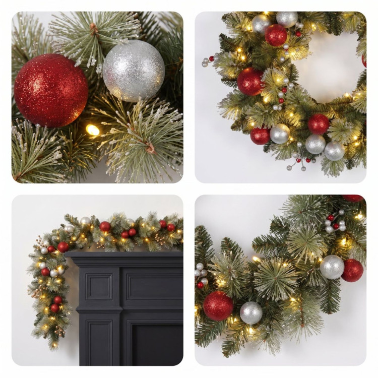Christabelle 61cm Wreath with LED Lights 2.7m Christmas Garland with LED Light image 7